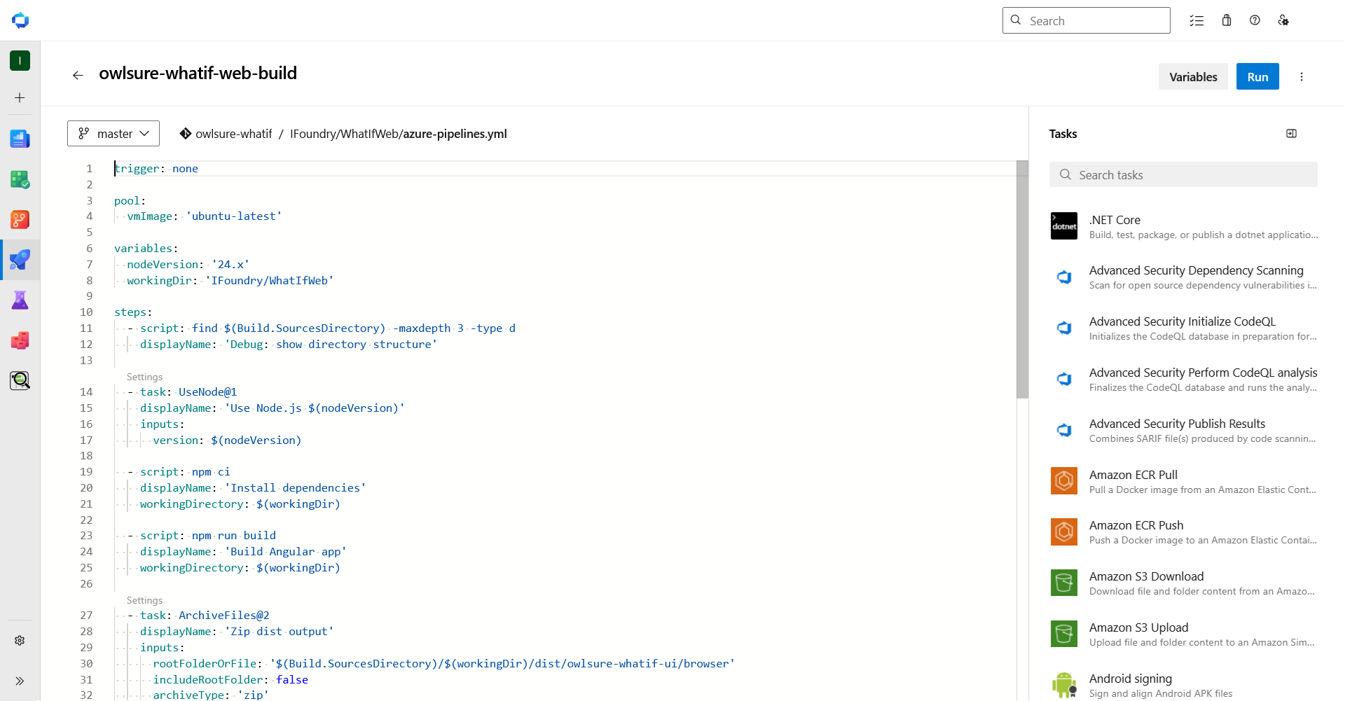 Web application build pipeline